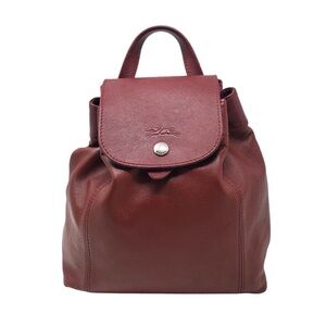 Longchamp Le Pliage Cuir leather mini backpack in Burgundy